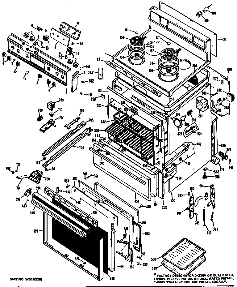 GE JBP24G*H3 oven/cooktop diagram