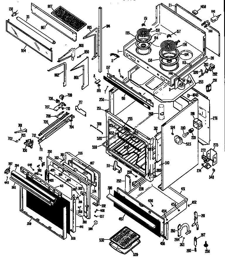 GE JHP69G*J1 oven/cooktop diagram