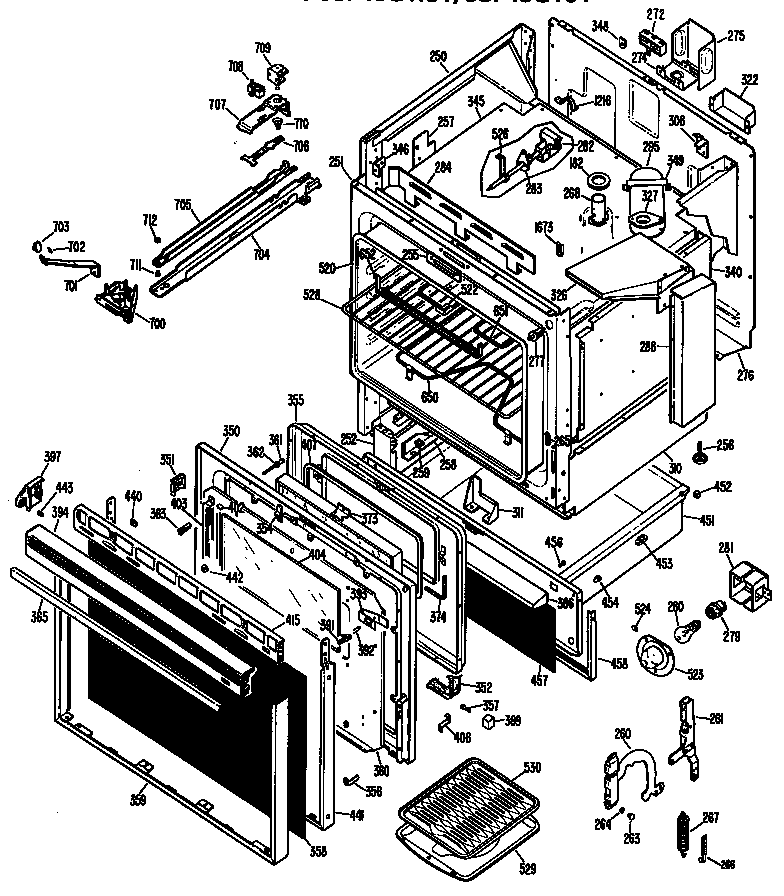 GE JSP49G1J1 oven/door diagram