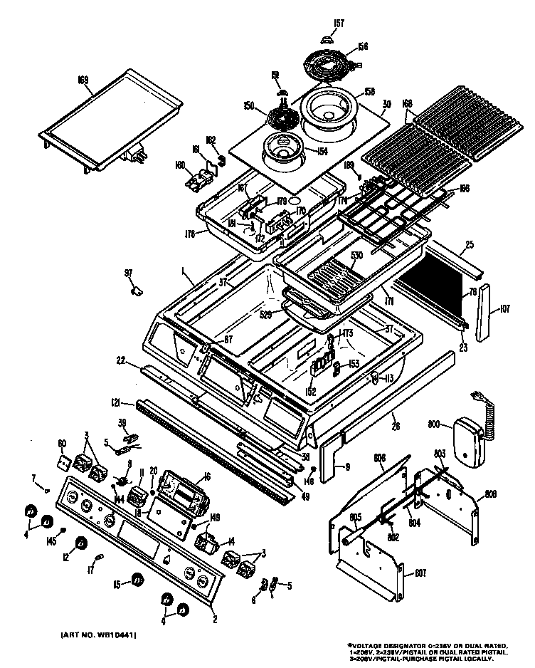 GE JSP49G1J1 cooktop diagram