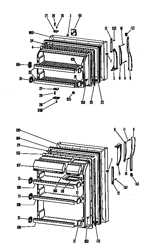 GE TBF16SGCR doors diagram