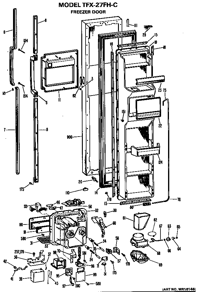 GE TFX27FHD freezer door diagram