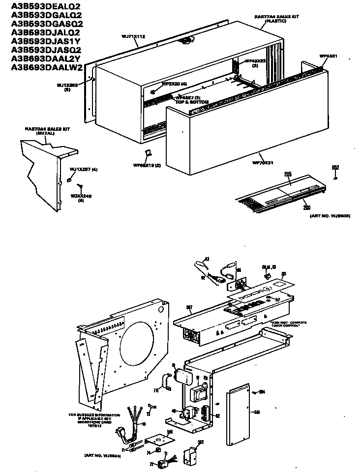 GE A3B593DGASQ2 cabinet diagram