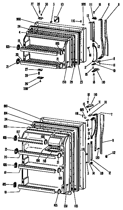 GE TBF14VJB doors diagram