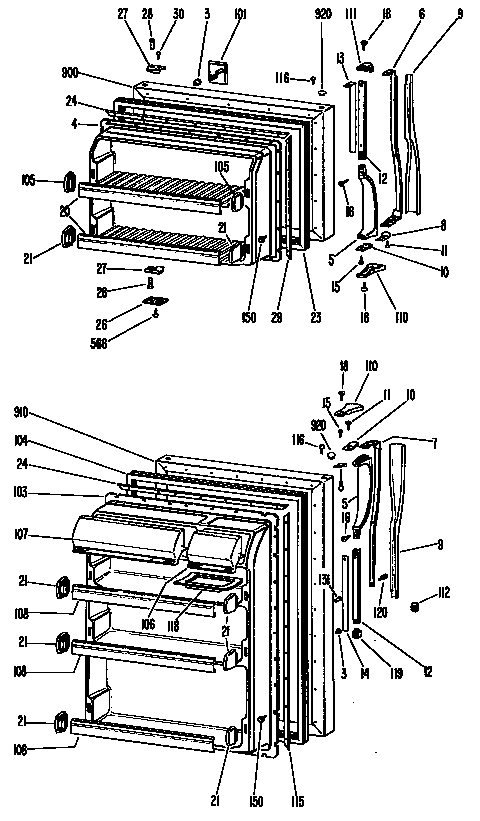 GE TBF16VJB doors diagram