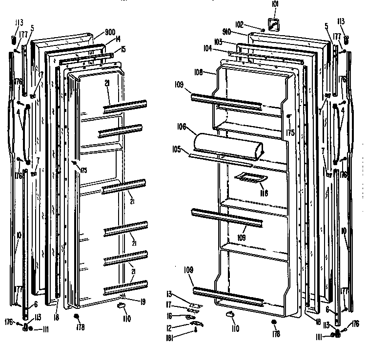 GE TFX22DJC doors diagram
