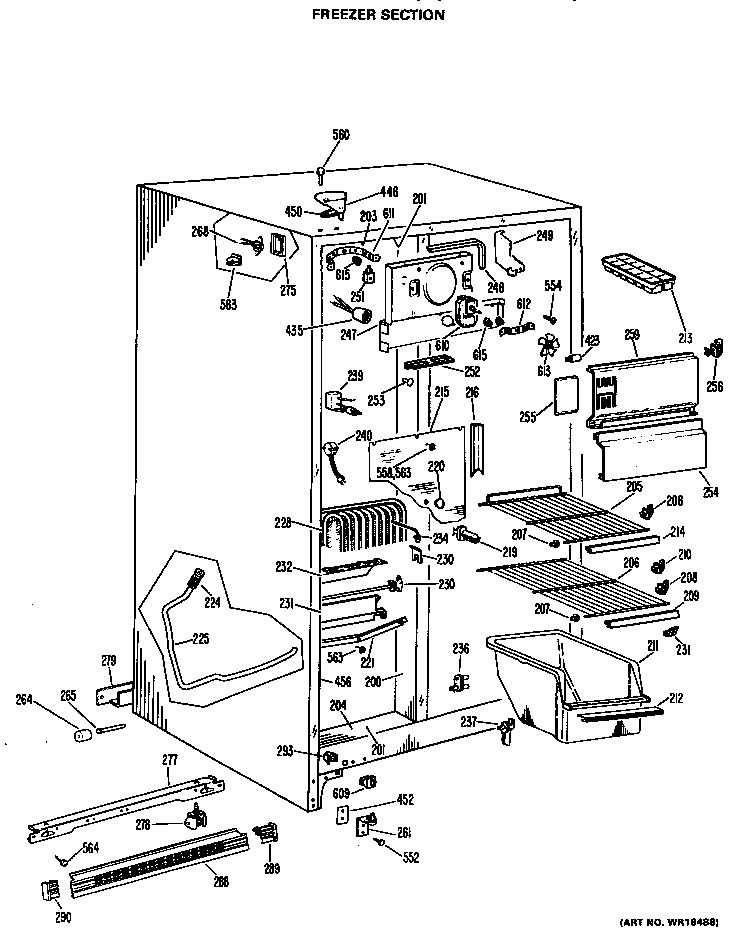 GE TFX22DJC freezer section diagram