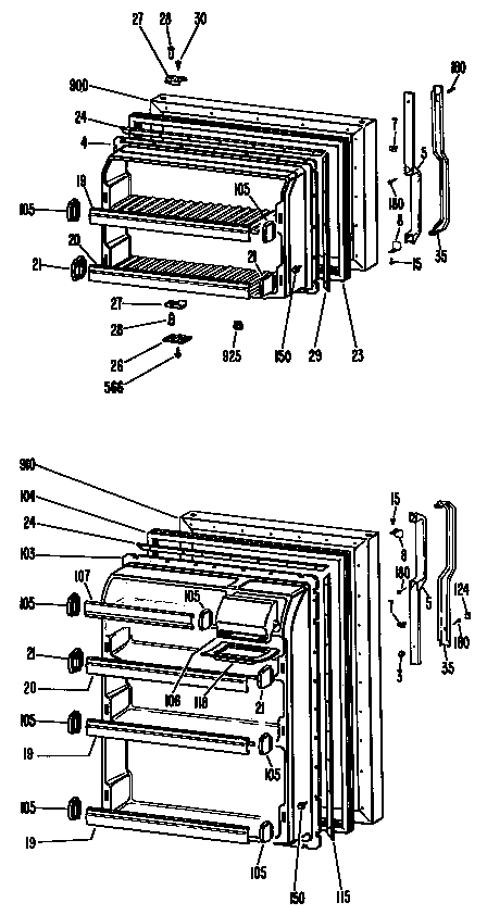 GE TBFP14SKCR doors diagram
