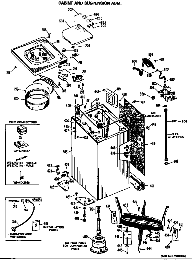 GE WWA5600GBL cabinet and suspension asm. diagram