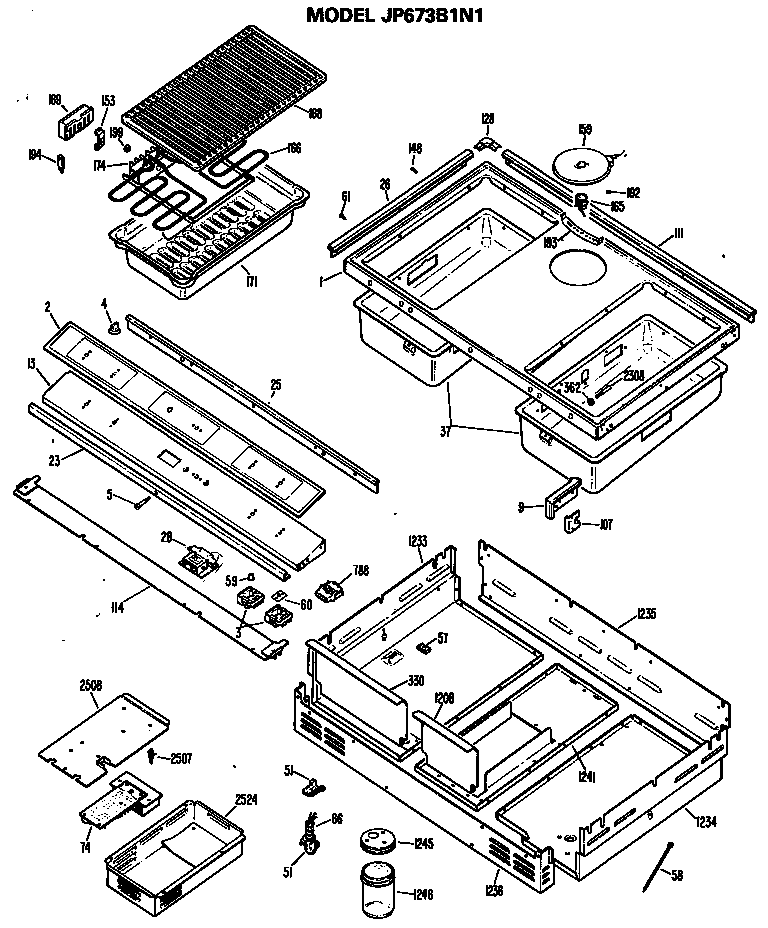 GE JXDL491N1 cooktop diagram