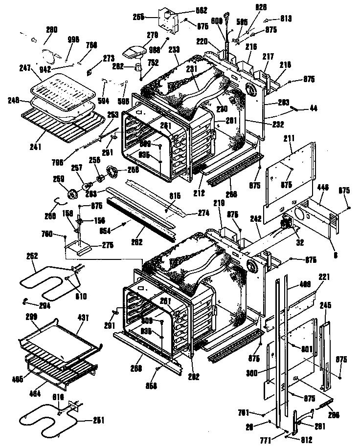 GE ZEK757WP1WG oven assembly diagram