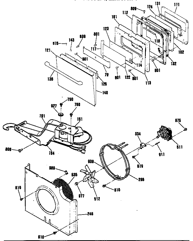 GE ZEK757WP1WG door/lock/fan diagram
