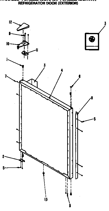 GE TCX22ZASBR refrigerator door (exterior) diagram
