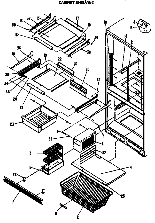 GE TCX22ZASBR cabinet shelving diagram