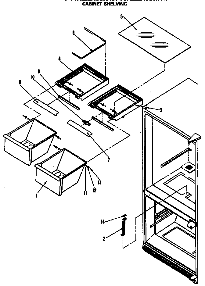 GE TCX22ZASBR cabinet shelving diagram