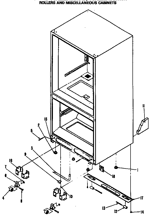 GE TCX22ZASBR cabinet/rollers diagram