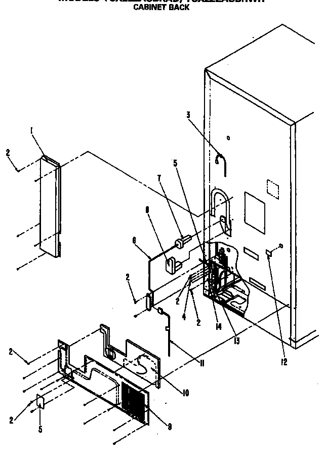 GE TCX22ZASBR cabinet back diagram