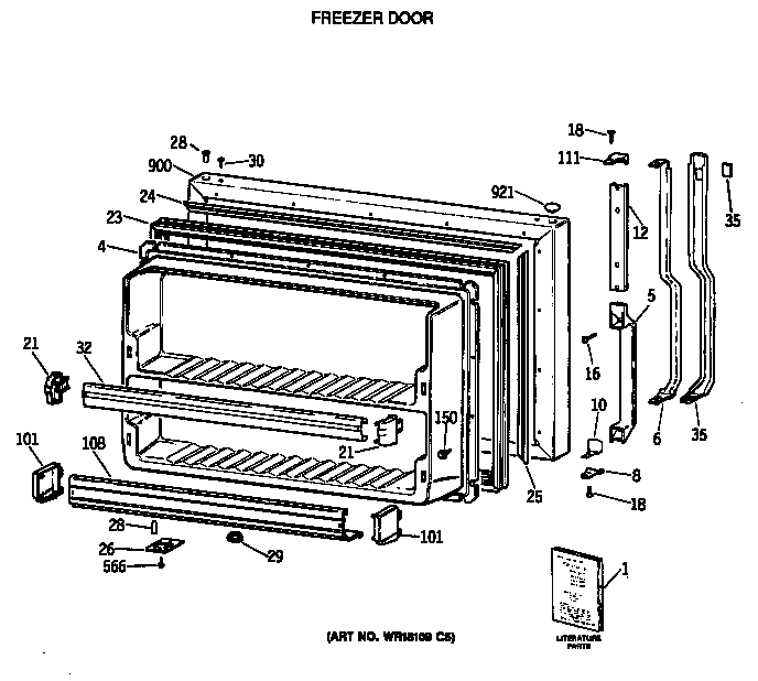 GE TBX22JITNRAD freezer door diagram
