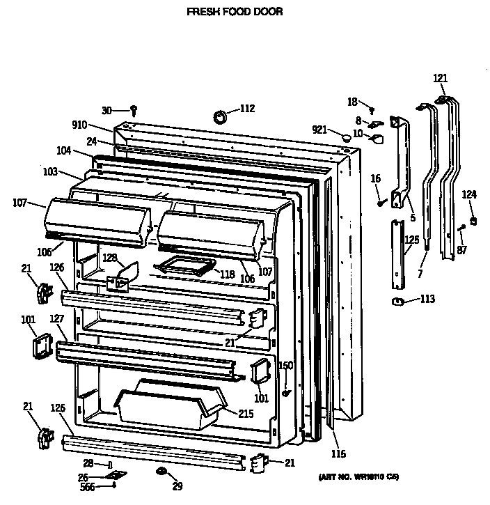 GE TBX22JITNRAD fresh food door diagram