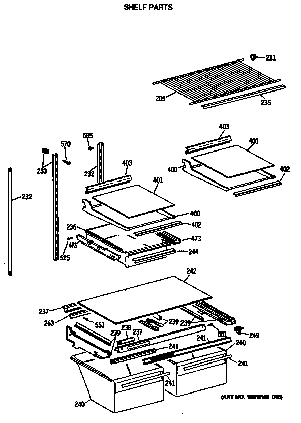 GE TBX22JITNRAD shelf parts diagram