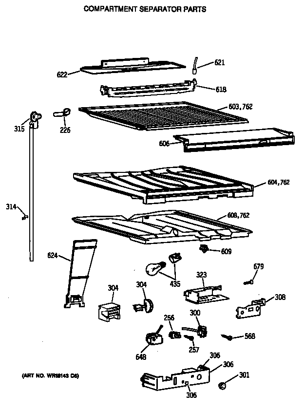 GE TBX22JITNRAD compartment separator parts diagram