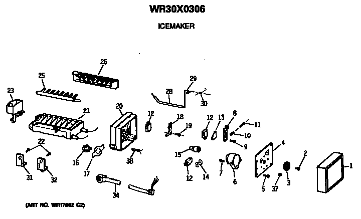 GE TBX22JITNRAD icemaker diagram