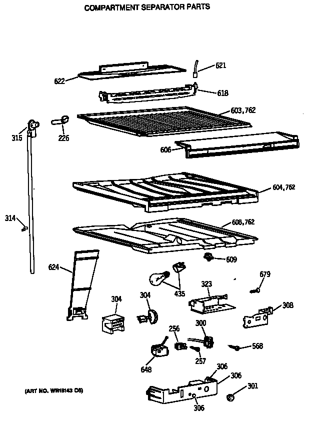 GE TBX21JATNRAD compartment separator parts diagram