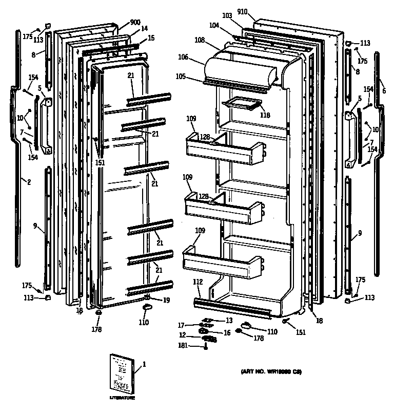 GE TFK20JATCAD doors diagram