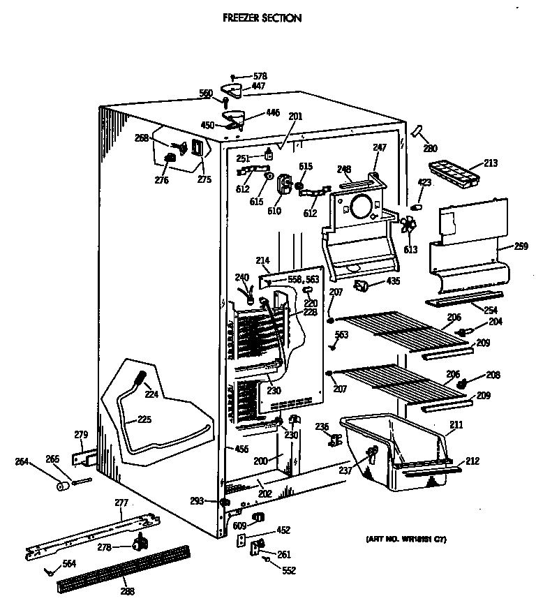 GE TFK20JATCAD freezer section diagram
