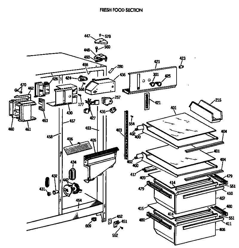 GE TFK20JATCAD fresh food section diagram