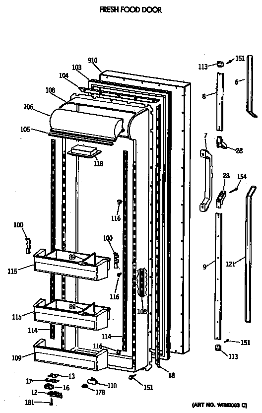 GE TFG27PRVAWW fresh food door diagram