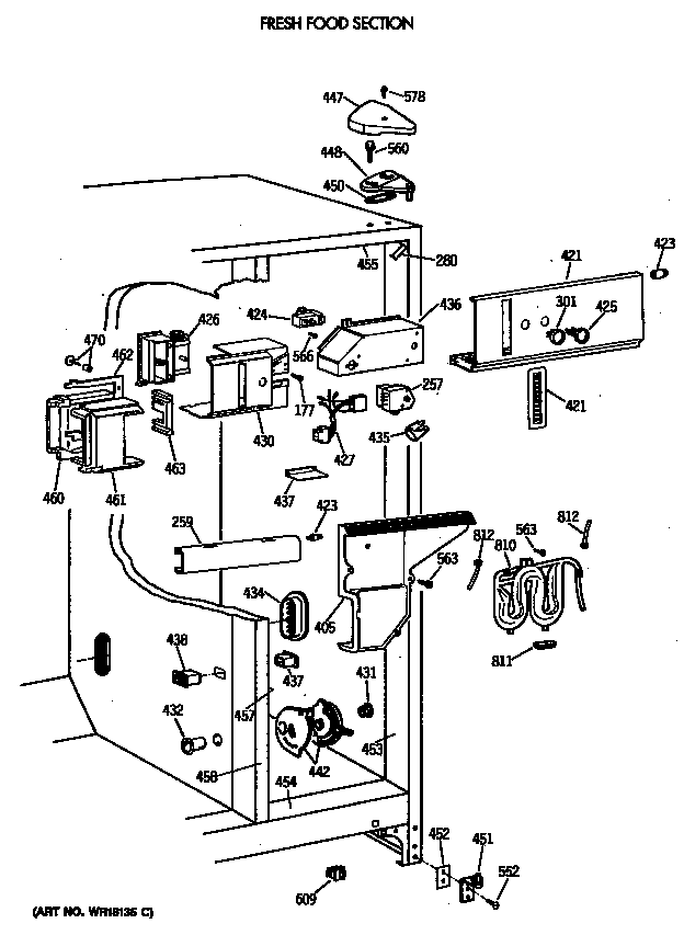 GE TFG27PRVAWW fresh food section diagram