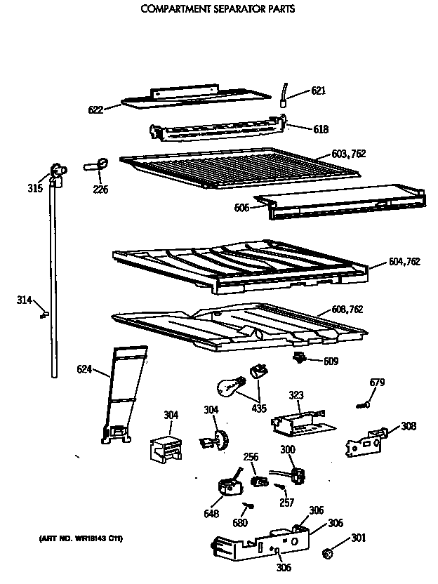 GE TBX18SAXBRAA compartment separator parts diagram