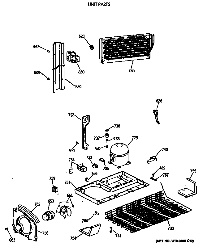 GE TBX18SAXBRAA unit parts diagram