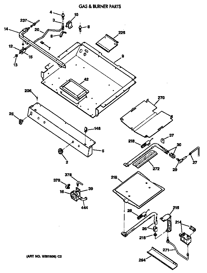 GE JGBP34GEV3WH burner assembly diagram