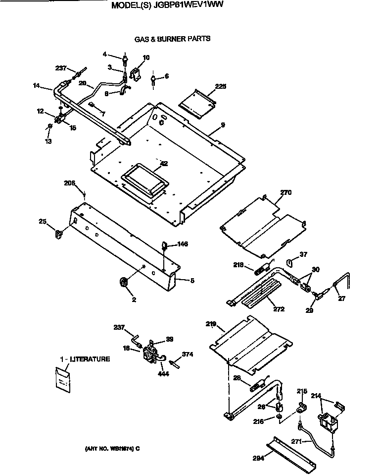 GE JGBP61WEV1WW gas & burner parts diagram