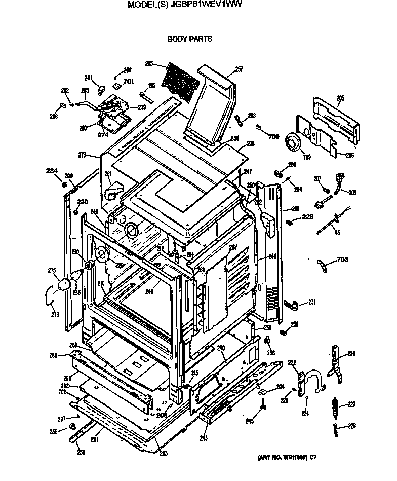 GE JGBP61WEV1WW body parts diagram