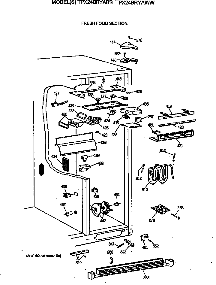 GE TPX24BRYABB fresh food section diagram
