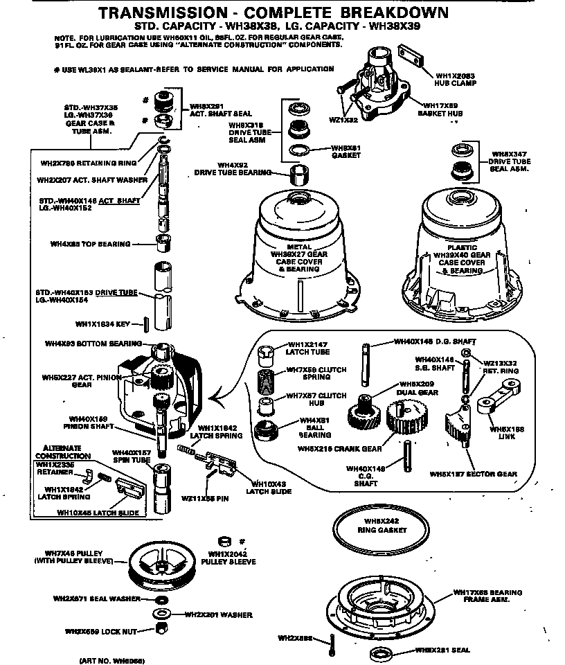 GE WWA8350BAL transmission - complete breakdown diagram