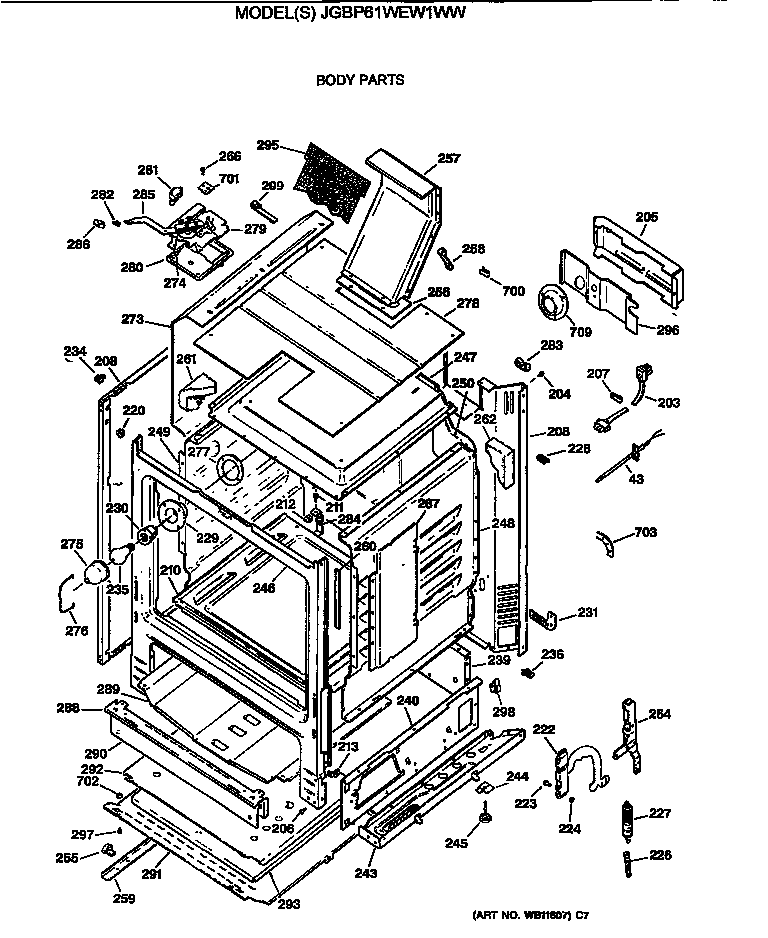 GE JGBP61WEW1WW body parts diagram