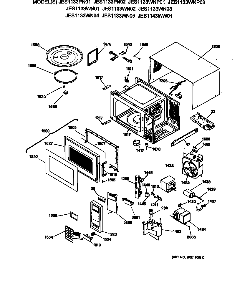 GE JES1133WN05 microwave diagram