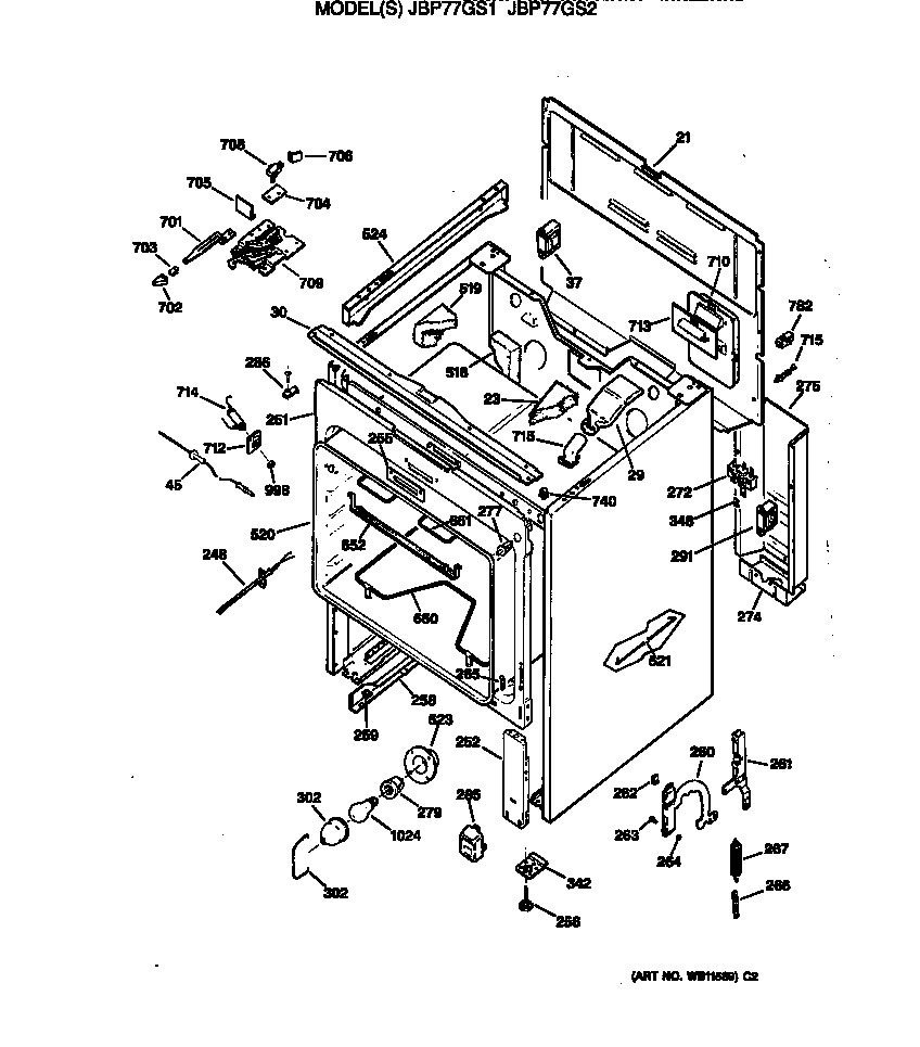 GE JBP77GS2 body diagram