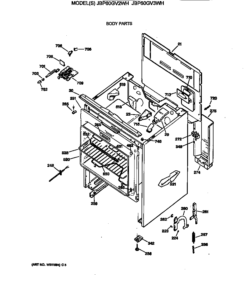 GE JBP60GV3WH body parts diagram