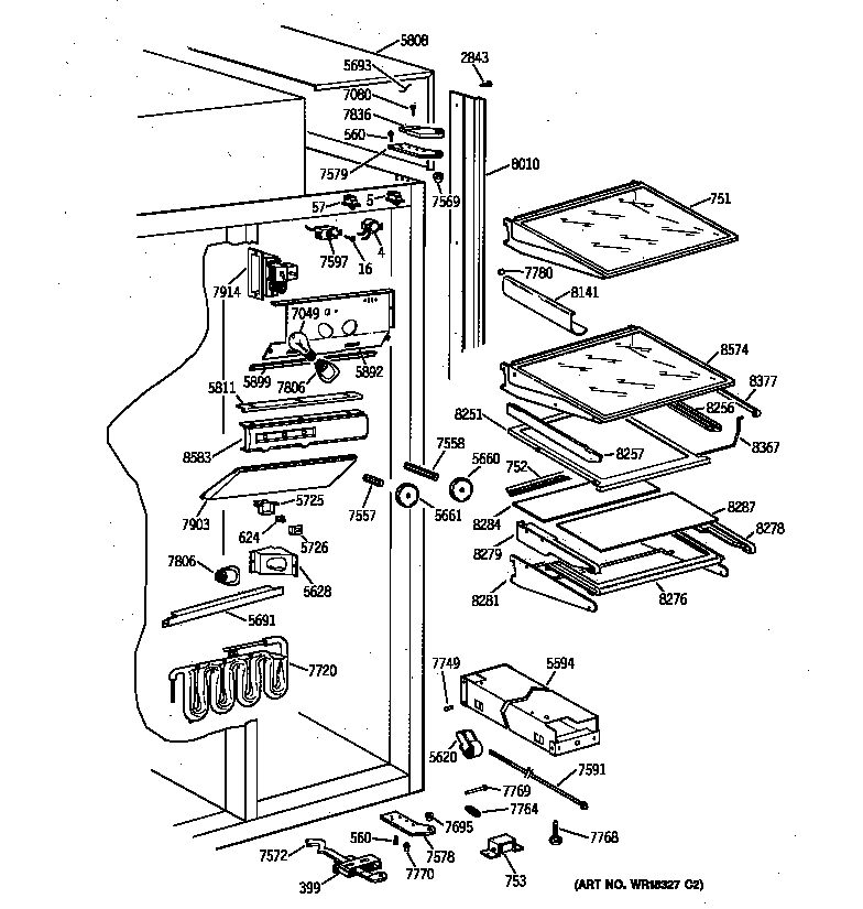 GE ZISB42DYA fresh food section diagram