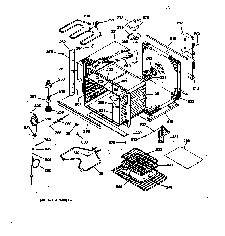 GE ZET737BW1BB body parts diagram