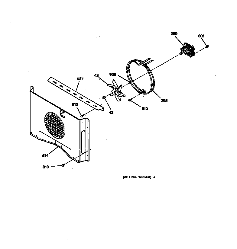 GE ZET737BW1BB convection fan diagram