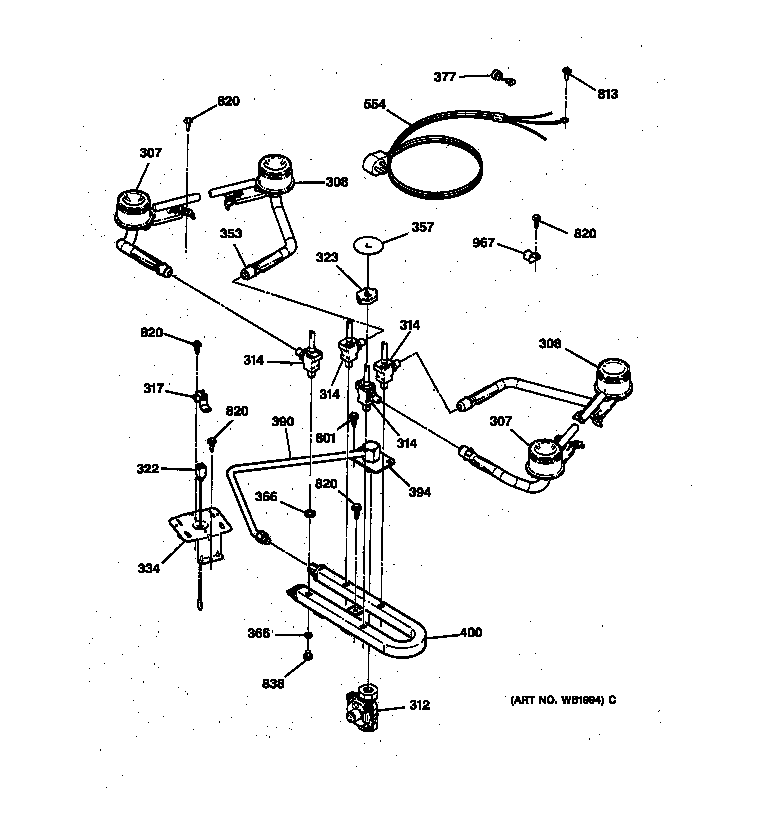 GE JGP623ER3BC gas & burner parts diagram