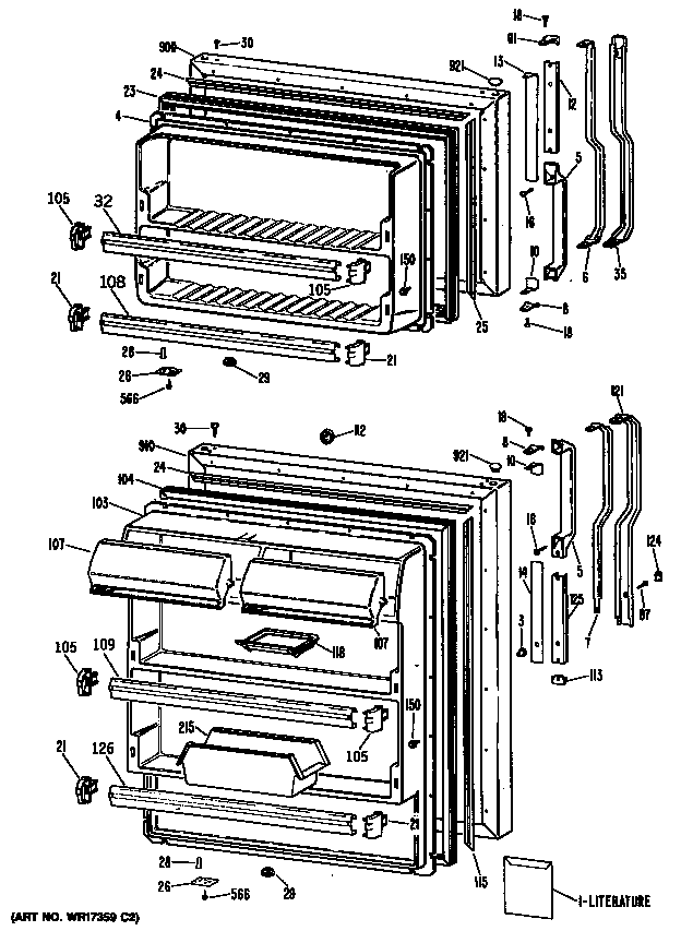 GE TBX18TRBRWH doors diagram