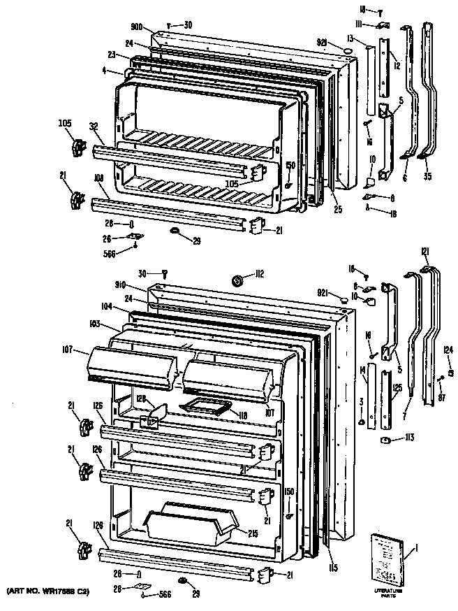 GE TBX18ZRBRAD doors diagram