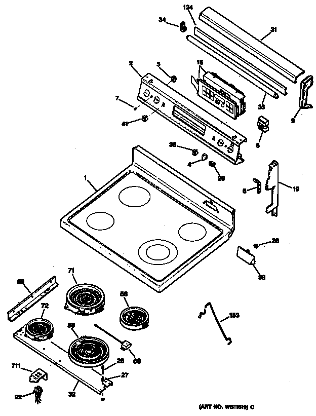 GE JBP95AT3 cooktop diagram
